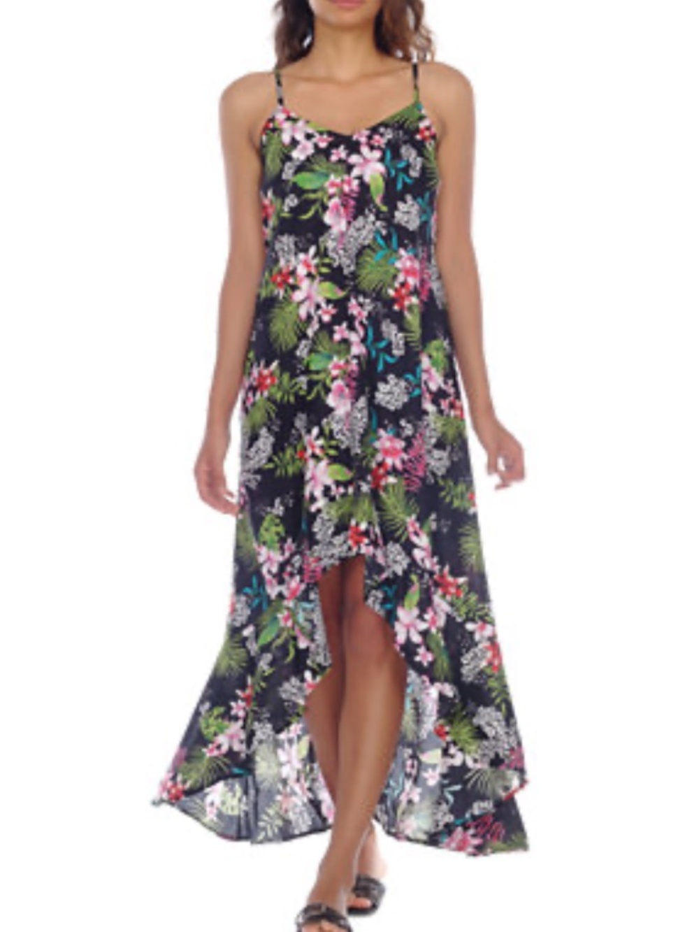Raviya Tropical Floral Swim Cover-Up/ Flowy Maxi Dress, Size M